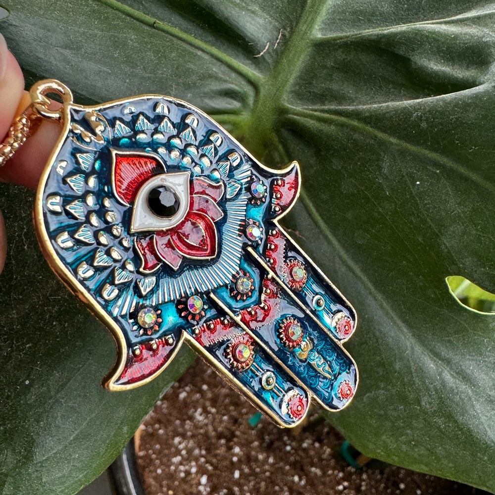 Betsey Johnson Hamsa Hand Palm Eye Necklace | NWT